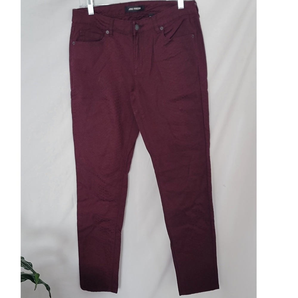 Joe Fresh Womens Burgundy Snakeskin Ultra Slim Low Rise Denim Jeans Size 27